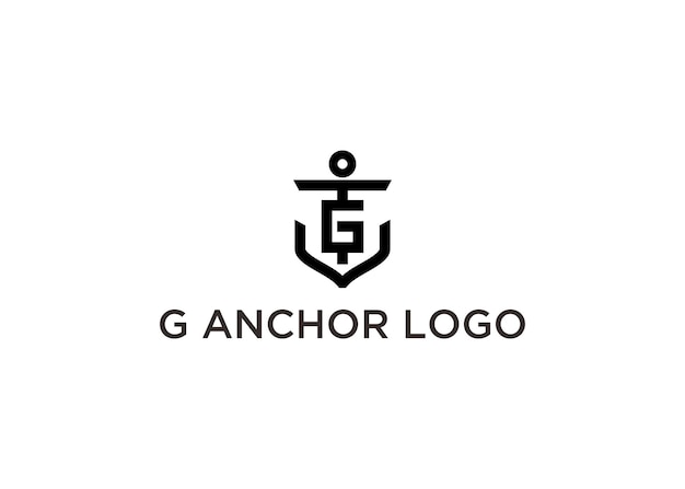 Letra G con diseño de logotipo de ancla