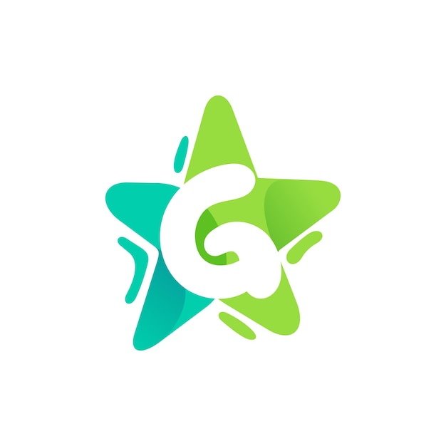 letra G diseño del logotipo letra G con combinación de estrellas elemento de plantilla de diseño plano del logotipo