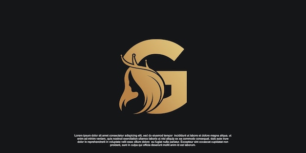 Letra g dorada con diseño de logotipo de combinación de plumas único Vector Premium