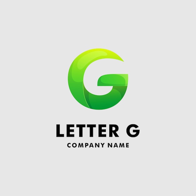 Vector letra g con logo premium en color verde