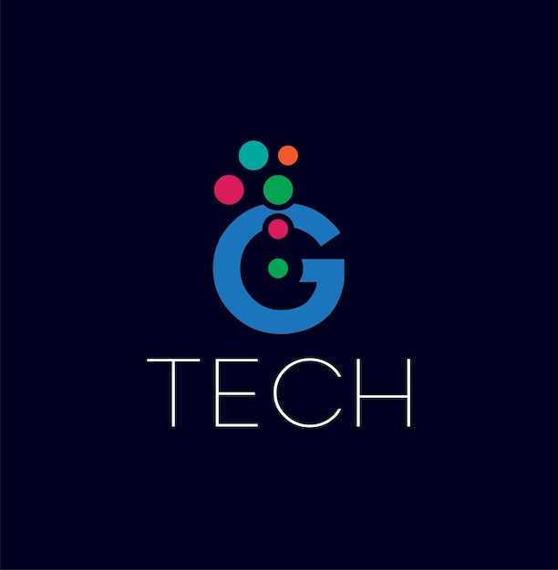 Letra G Molécula Logo Biotecnología Conectar puntos Ciencia Tecnología Diseño de logo Vector