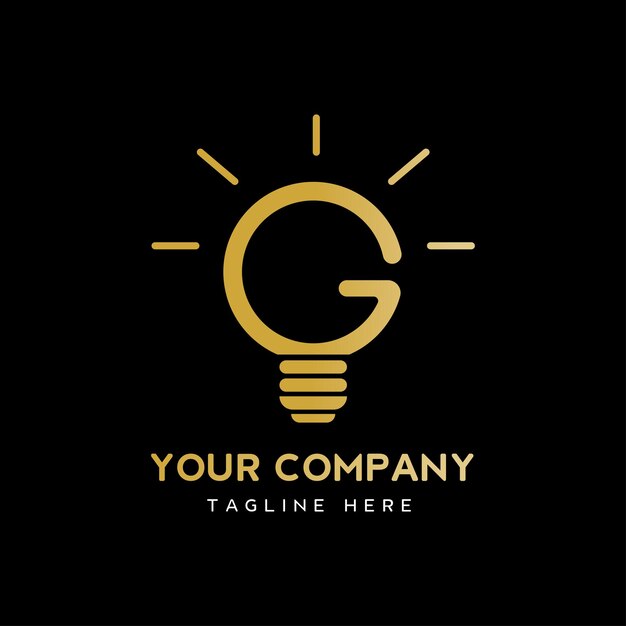 Letra G con plantilla de logotipo de vector de lámpara