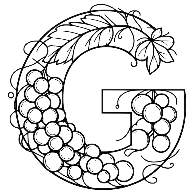 una letra g que se hace con uvas y hojas