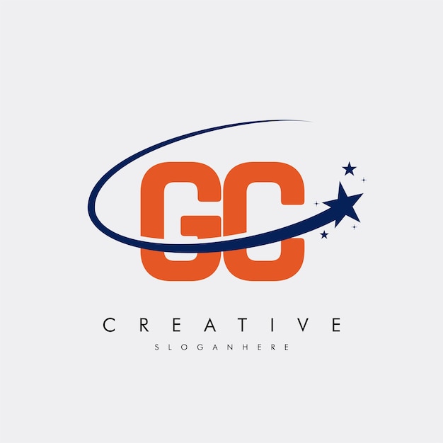 Letra GC CG Estrella Logotipo e icono Diseño de ilustraciones vectoriales de plantilla