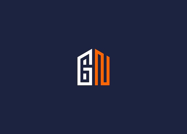 letra gn con diseño de icono del logotipo de la casa inspiración de plantilla de diseño vectorial