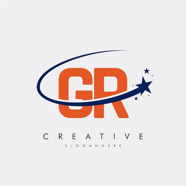 Letra GR RG Estrella Logotipo e icono Diseño de ilustraciones vectoriales de plantilla