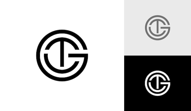 Letra GTC o CTG o GCT círculo monograma logo diseño vector