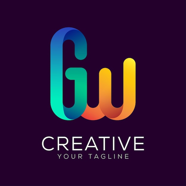 letra gw gradiente logotipo de colores