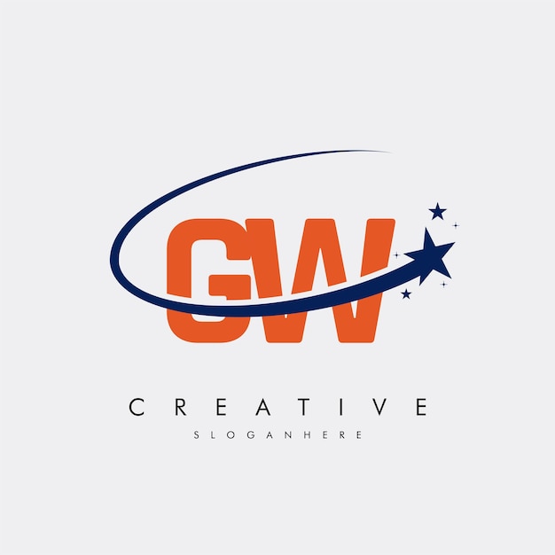 Letra GW WG Estrella Logotipo e icono Diseño de ilustraciones vectoriales de plantilla