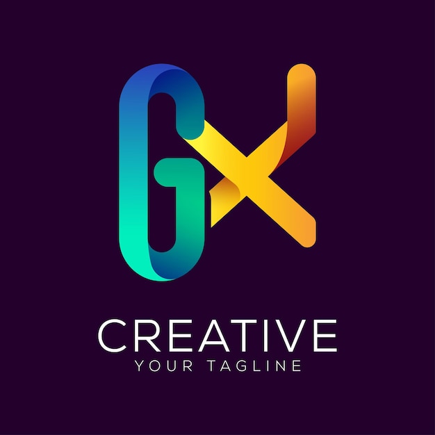 letra gx gradiente logotipo de colores