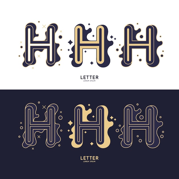 Vector la letra h del alfabeto latino muestra el carácter en un estilo contemporáneo un letrero con toques dinámicos