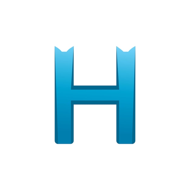 Una letra h azul con un fondo blanco.