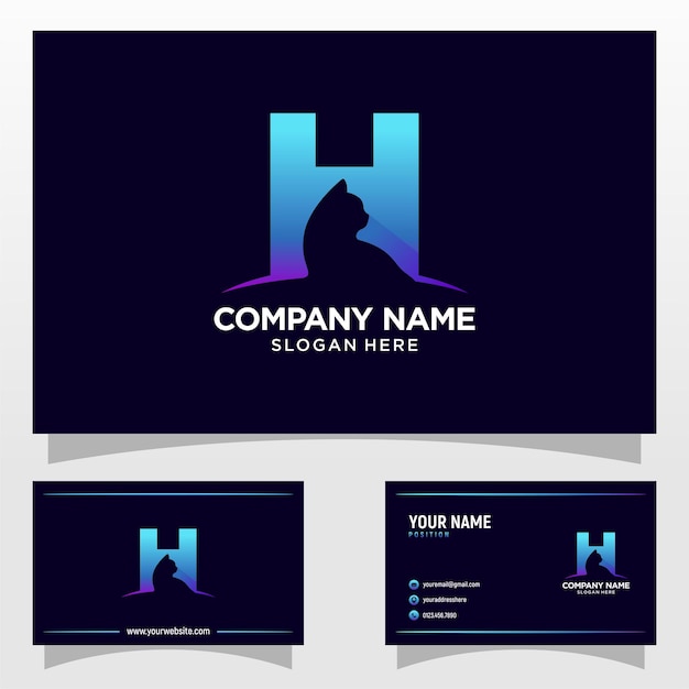 Letra H Cat Logo Design Template Inspiration Vector Illustration