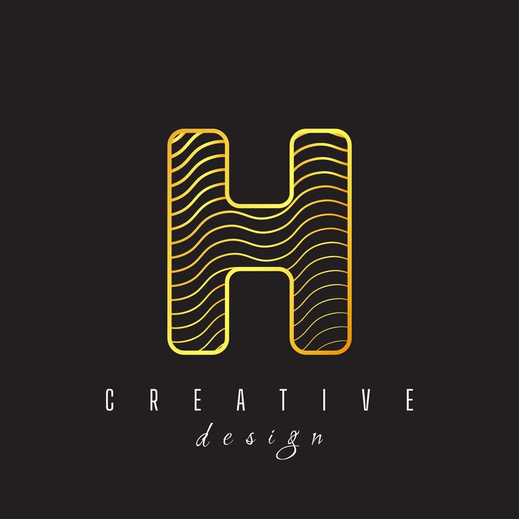 Vector la letra h, el color dorado, el icono del logotipo, los elementos de la plantilla de diseño, el octógono.