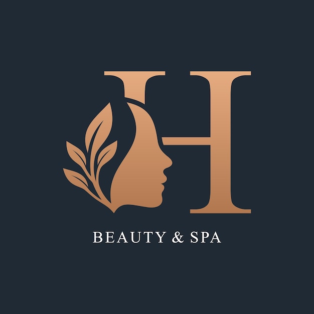 Letra H con diseño de logotipo de belleza concepto único Vector Premium