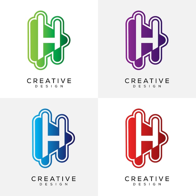 La letra H del diseño del logotipo del botón de reproducción