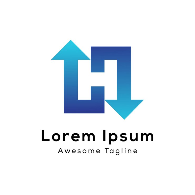 Vector letra h con diseño de logotipo de flecha