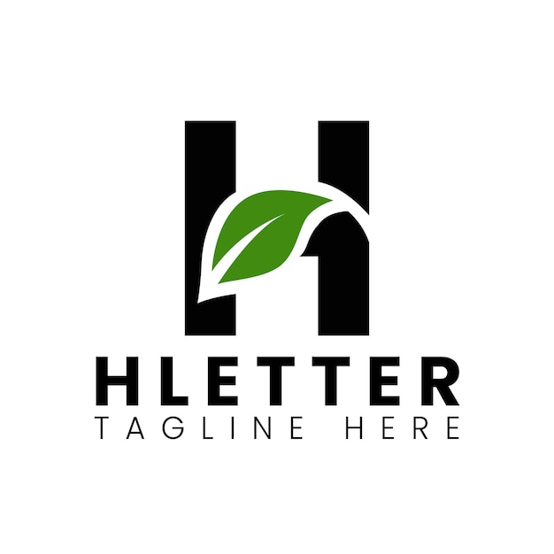 Letra H con diseño de logotipo de hoja