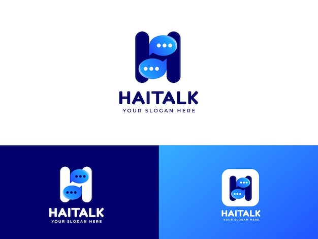 Letra H con diseño de logotipo de icono de chat emblema creativo diseño de conversación plantilla de marca de icono de letra inicial