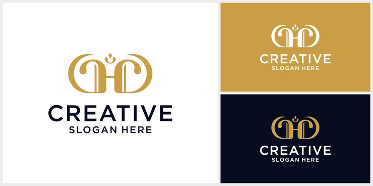 Vector letra h diseño de marca de moda de lujo estilo moderno creativo dorado