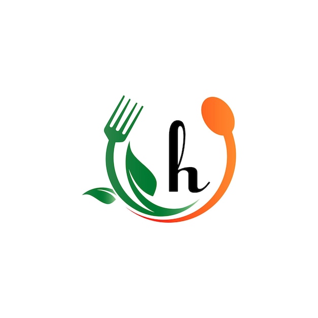 Letra H Diseño de monograma Plantilla de vector de alimentos aislados abstractos alimentos frescos verduras logo saludable f