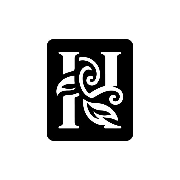 letra H con hoja y vid creativa y elegante letra H icona de silueta con forma de hoja y vid