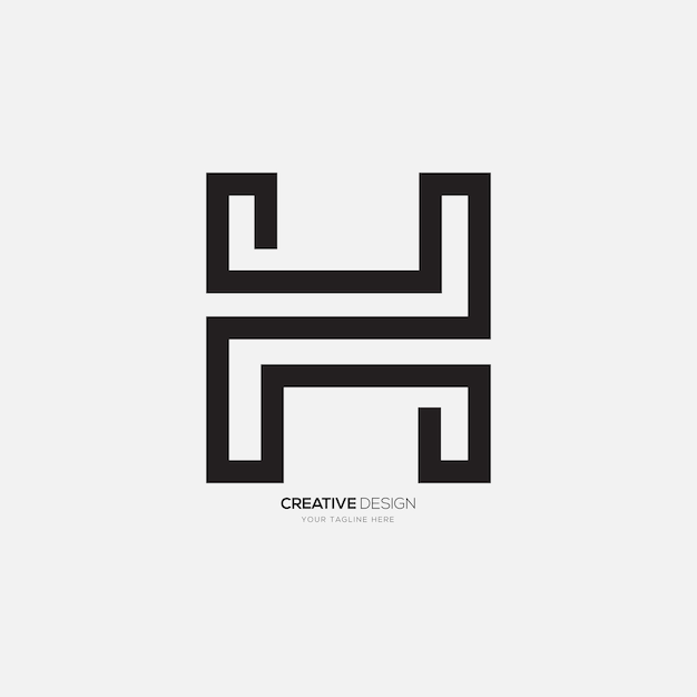 Letra H línea creativa arte monograma de forma única logotipo moderno
