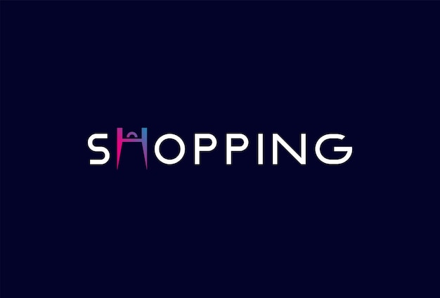 La letra H del logotipo de compras como icono de la bolsa de compras en el texto Ilustración vectorial de la tipografía de compras del logotipo