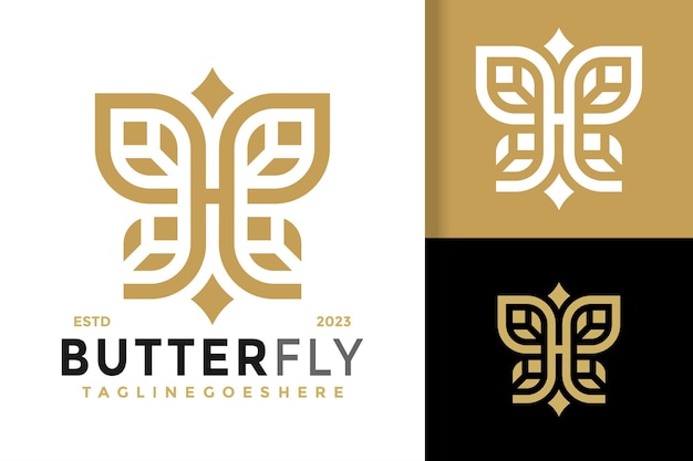 Letra H mariposa hoja logo vector icono ilustración