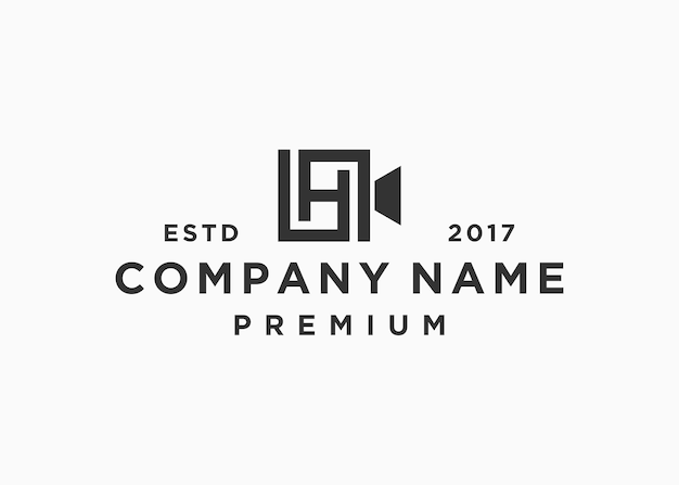 letra h con plantilla de ilustración de vector de diseño de logotipo de cámara