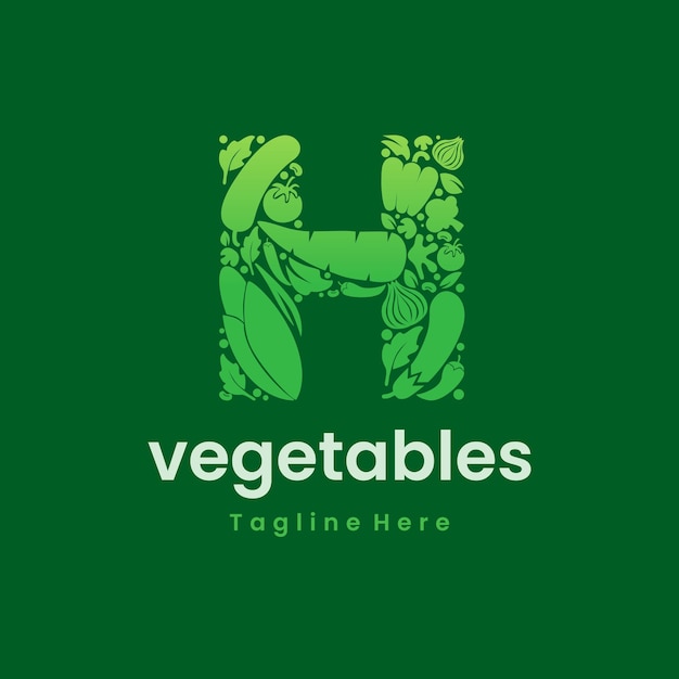 Letra H Verduras Logo Vector