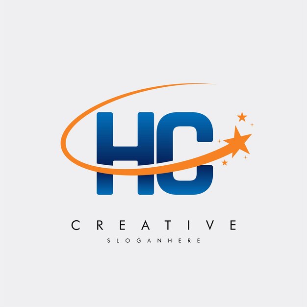 Letra HC CH Estrella Logotipo e icono Diseño de ilustraciones vectoriales de plantilla