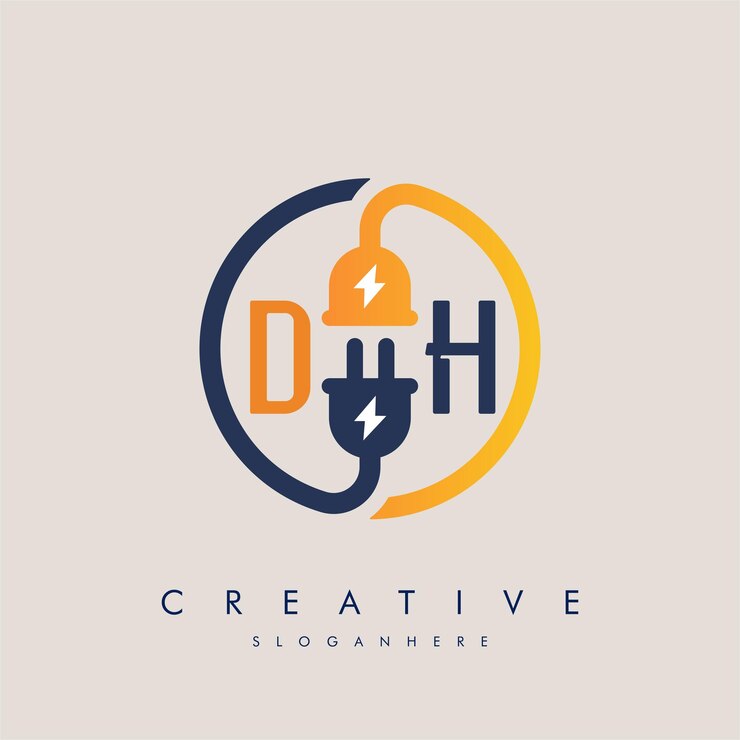 Vector letra hd icono de enchufe eléctrico enchufe eléctrico con símbolo de iluminación logotipo de energía