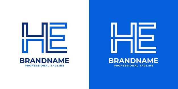 Letra HE Line Monogram Logo adecuado para empresas con iniciales HE o EH