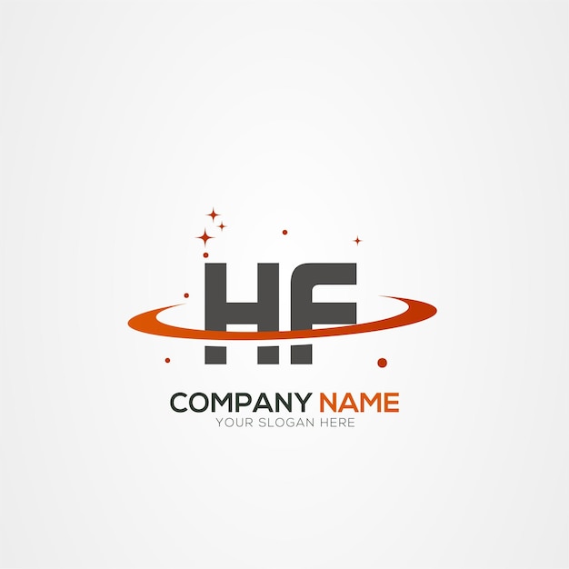 La letra HF FH Diseño del logotipo espacial del planeta moderno con elementos vectoriales creativos