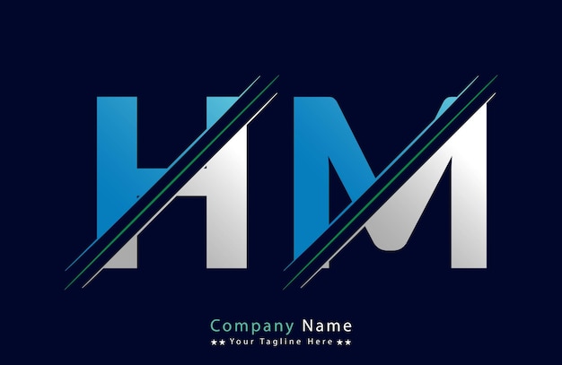 La letra HM, el logotipo colorido en el círculo, la ilustración del logotipo vectorial