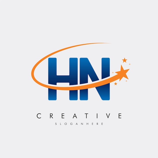 Letra HN NH Estrella Logotipo e icono Diseño de ilustraciones vectoriales de plantilla