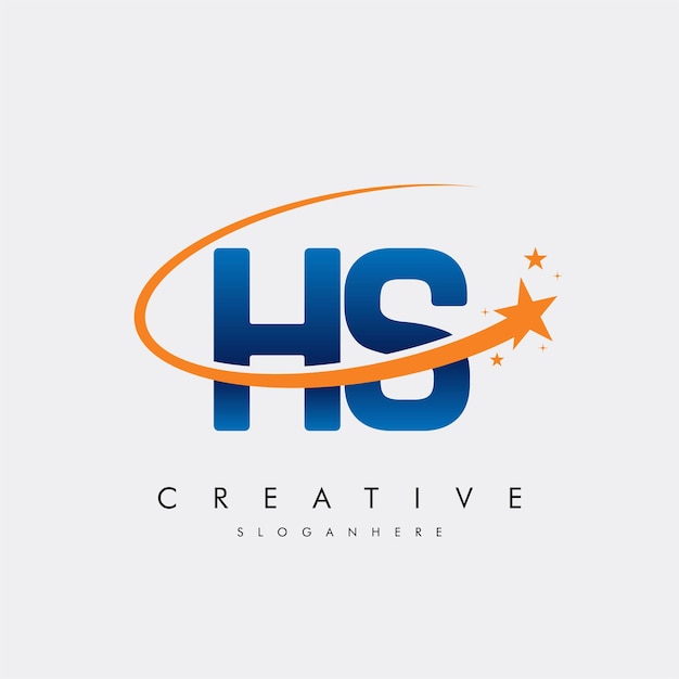 Letra HS SH Estrella Logotipo e icono Diseño de ilustraciones vectoriales de plantilla