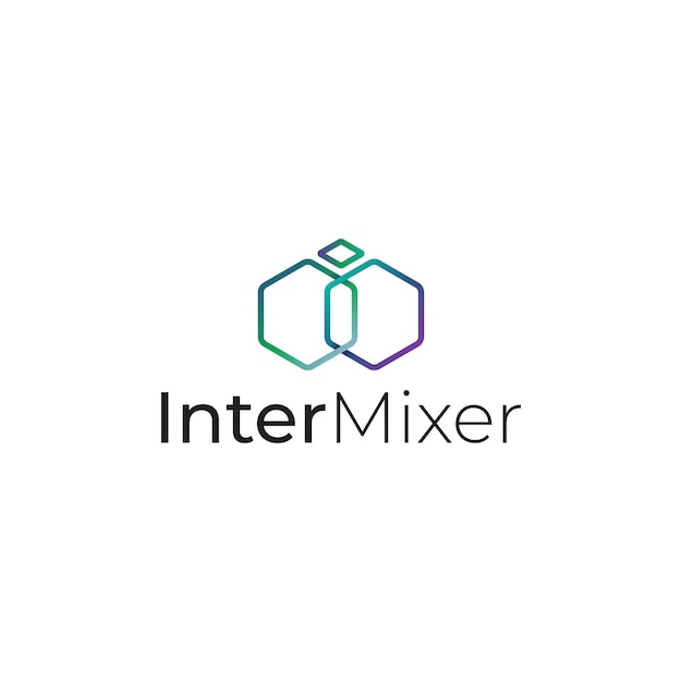 Letra i línea moderna arte hexagonal tecnológico Inter mezclador logo