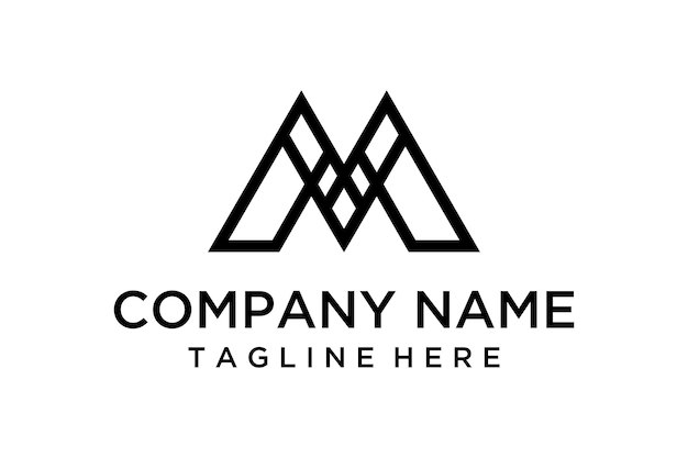 Letra de ilustración M que se forma un diseño de logotipo moderno, geométrico y limpio abstracto