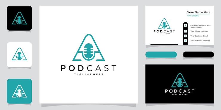 Vector letra a con ilustración de plantilla de logotipo de podcast vector