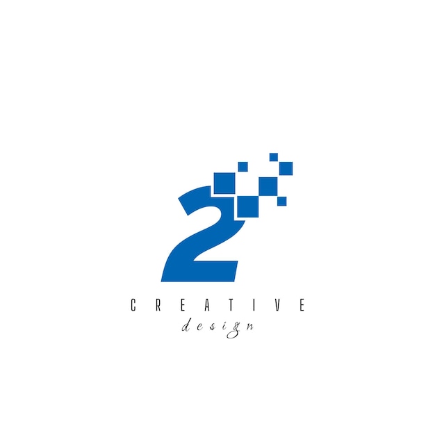 Letra inicial 2 Diseño del logotipo de dos píxeles digitales Forma geométrica con puntos de píxeles cuadrados