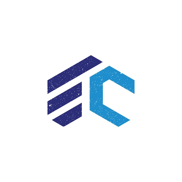letra inicial abstracta logotipo CE en color azul aislado en fondo blanco