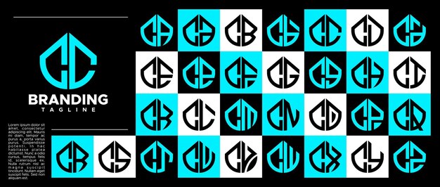 La letra inicial abstracta moderna C el conjunto de sellos del logotipo CC