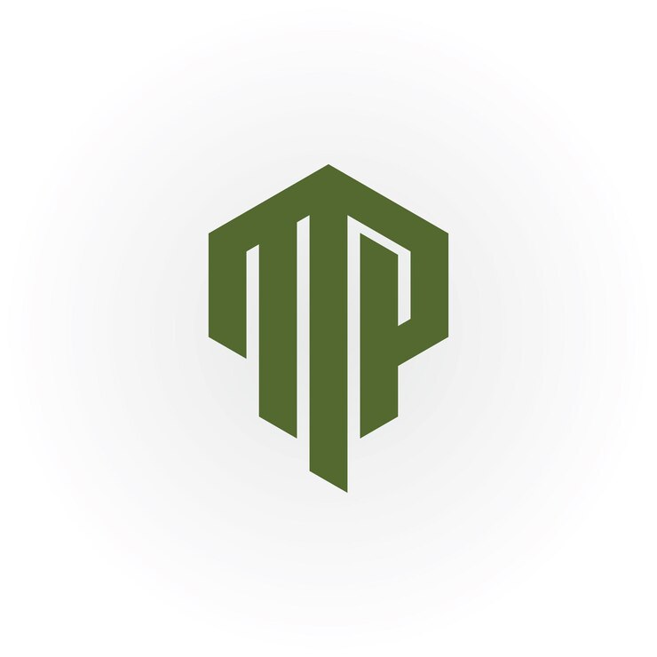 Vector letra inicial abstracta mp o logotipo pm en color verde aislado sobre fondo blanco