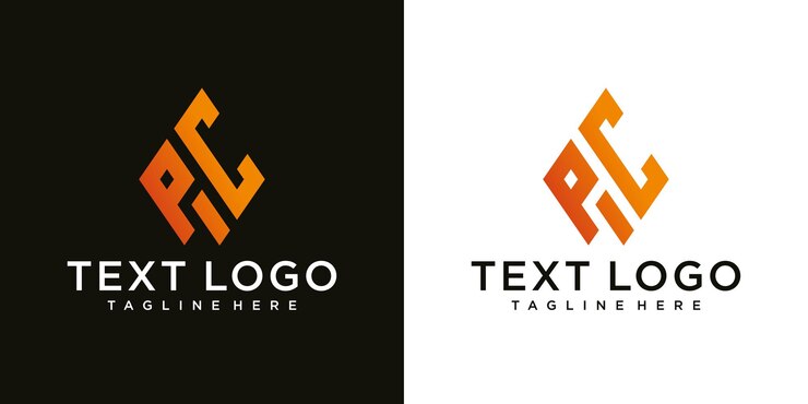 Vector letra inicial abstracta pc pc plantilla de diseño de logotipo mínimo