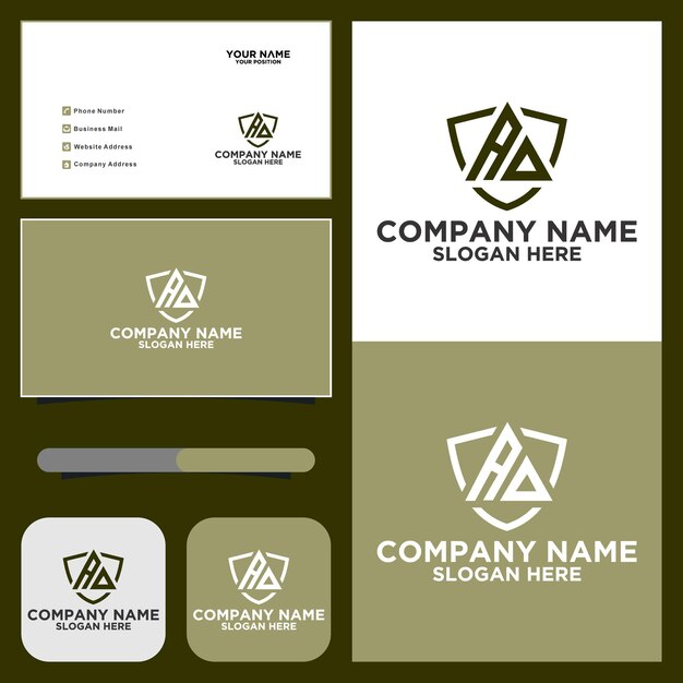 Letra inicial AD forma de triángulo escudo icono logo diseño ilustración vectorial.