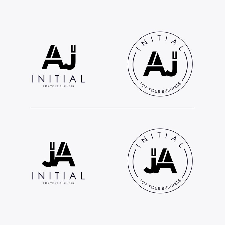 Vector letra inicial aj ja diseño del logotipo simple aislado en fondo blanco utilizable para negocios y brandi