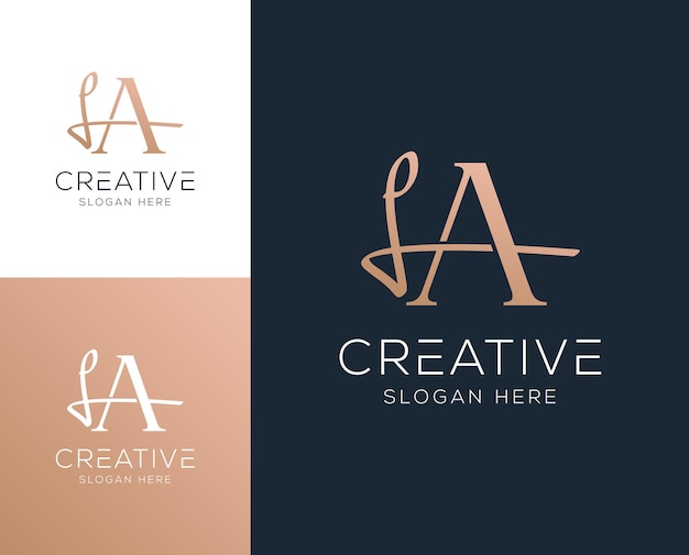 Letra inicial AL LA logo diseño ilustración vectorial