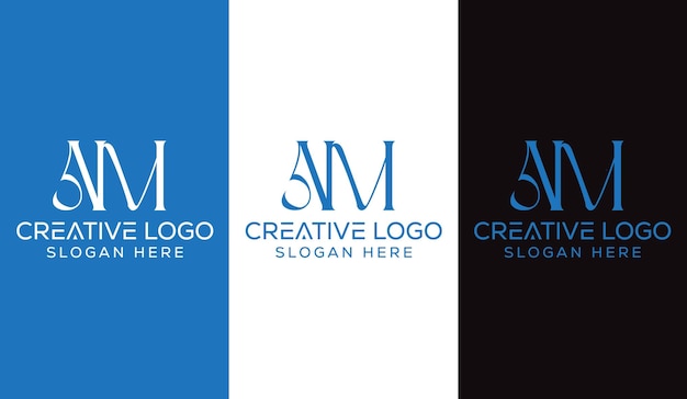 Letra inicial AM Diseño de logotipo Monograma Creativo Moderno Signo Símbolo Icono